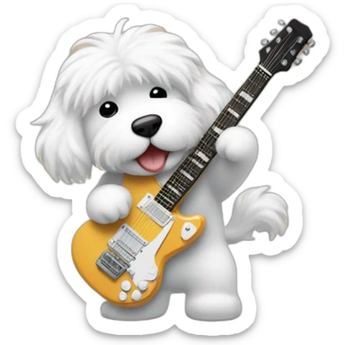 Coton de Tuléar playing electric guitar  sticker