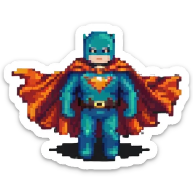 superhero with flowing cape sticker