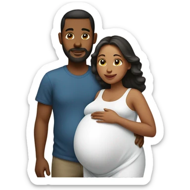 A pregnant woman with her husband  sticker