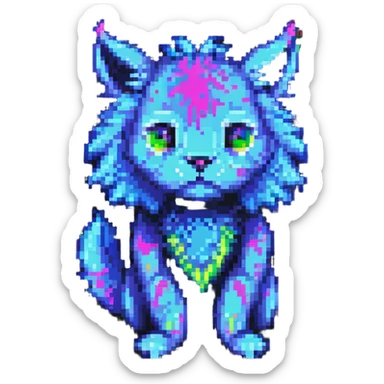 Neon Fantasy Furry-Fakémon-Creature with splash markings (full body) sticker
