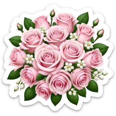 Light Pink with roses and white flowers wedding bouquet realistic  sticker