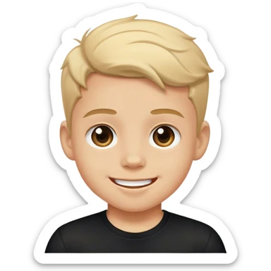 happy boy in black shirt sticker