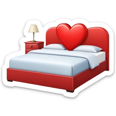 bed with a large red heart replacing the headboard sticker