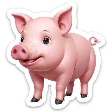cinematic-[realistic pig]-realistic-full-body-standing-emoji,-tail-flicking-lazily,-head-tilted-dramatically,-sleek-[pink]-skin,-simplified-yet-realistic-focused-features,-highly-detailed,-glowing-with-an-almost-sarcastic-glow sticker