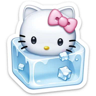 Cute hello kitty with ice cube sticker