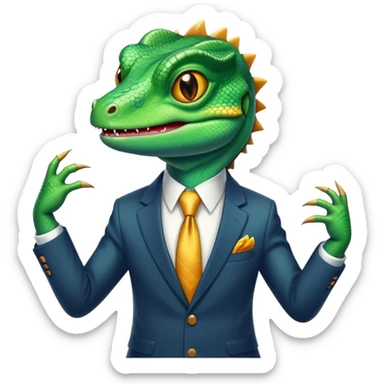 The lizard is wearing a suit and its eyes are shining with excitement. sticker