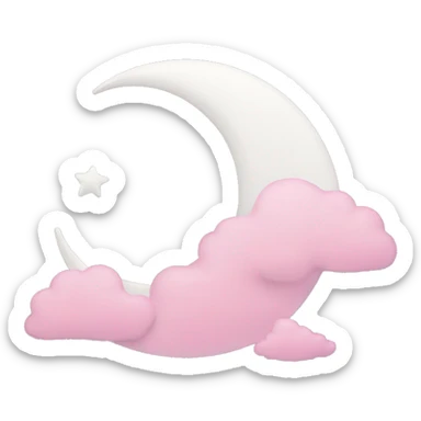 White Crescent moon and pink clouds sticker