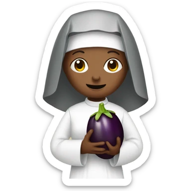 nun holding an eggplant in hands sticker