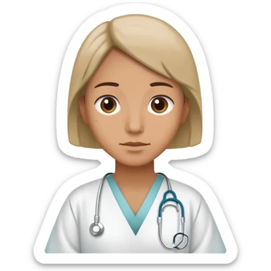 patient wearing a hospital gown, neutral expression sticker