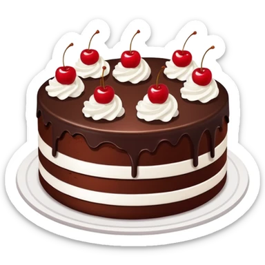 Black Forest cake with chocolate, cherries, and whipped cream sticker