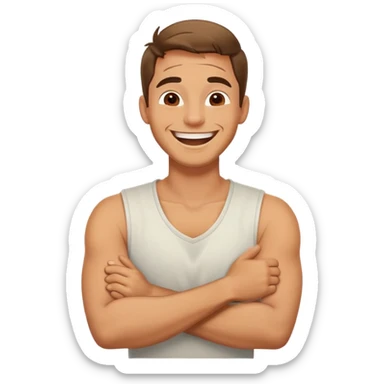 arms crossed around neck laughing guy sticker