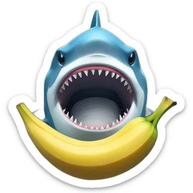 un requin qui mange un banane sticker