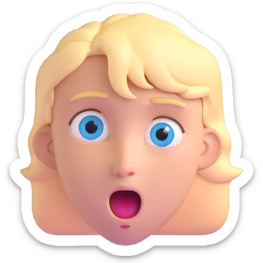 blond David with blue eyes and a surprised expression sticker