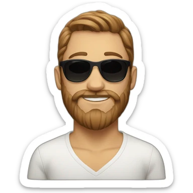 white person with black sunglasses and brown hair goat beard sticker
