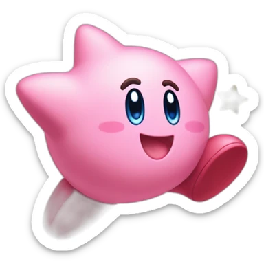 cute happy classic Kirby jumping on a star sticker