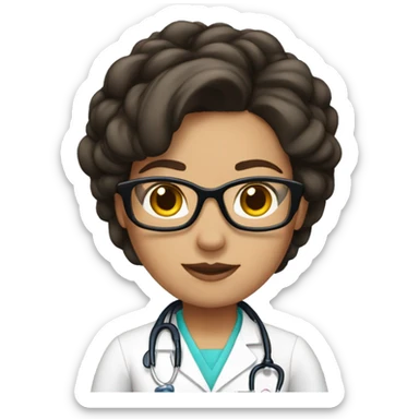 Brunette doctor with glasses hair up sticker