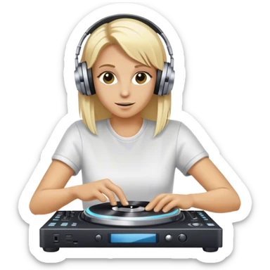 White dj blonde hair scratching the disk sticker
