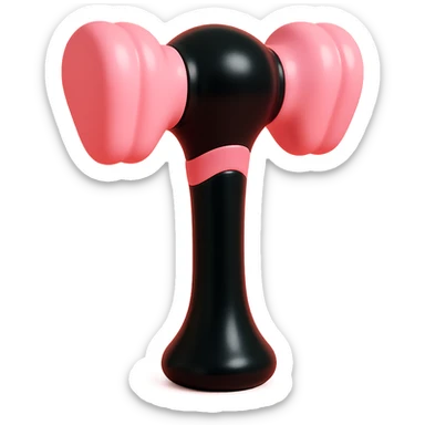 BLACKPINK-inspired gothic lightstick, no hearts, black and pink, glossy and bold, vinyl figure style sticker