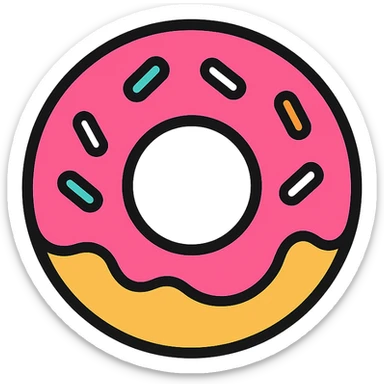 donut icon with color outline sticker
