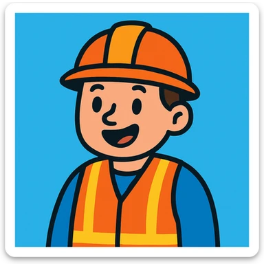 orange safety vest, cartoon style, bold lines sticker