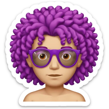 purple haired, curly big haired mexican boy with red sunglassess sticker