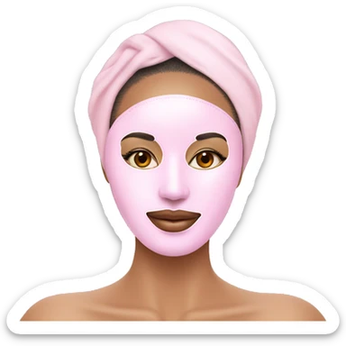 Lady with pastel pink face mask spa beauty full face relaxing sticker