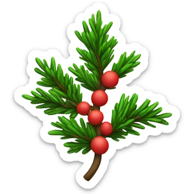 Fir branch with red color on the nedels sticker