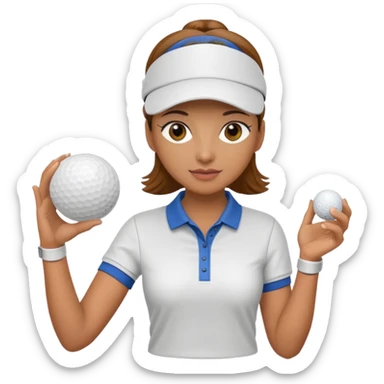 woman golf coach wearing visor holding golf ball sticker