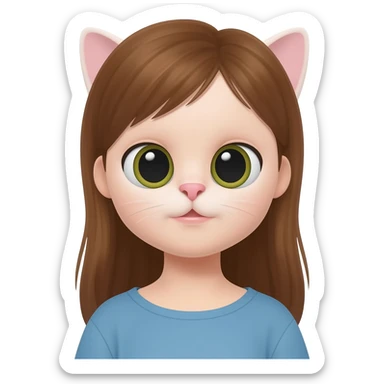 british Baby cat with girl long brown hair sticker