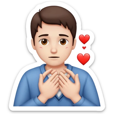 person making broken heart hands sticker