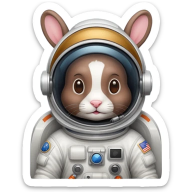 dark brown rabbit astronaut sticker