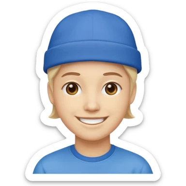 Mavi şapkalı gülen yüz sticker