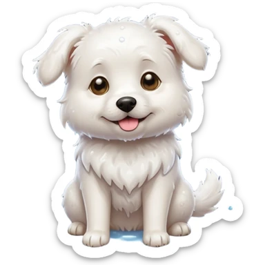 white dog with soap bubbles sticker