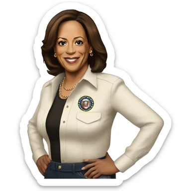 kamala harris wearing a shirt that says "big sister general" sticker