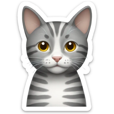 Gray cat with white stripes  sticker