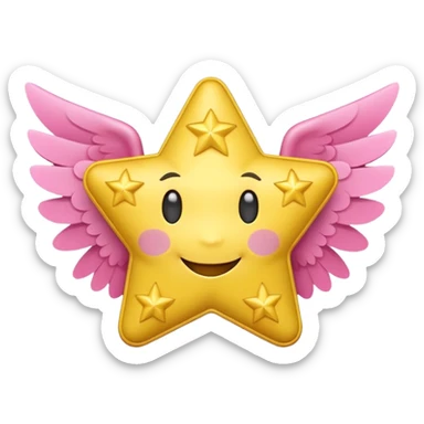 image of a cute yellow star with a smiling face and pink cheeks on a transparent background in the style of the Money with Wings emoji on Microsoft 3D Fluent 15.1, image format - square, 1:1 sticker