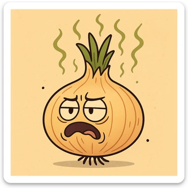 onion with green stink lines, whimsical style sticker