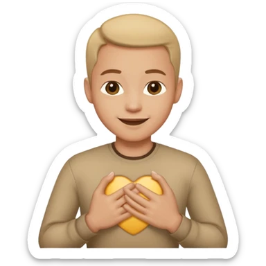Persona mano al pecho sonriendo sticker
