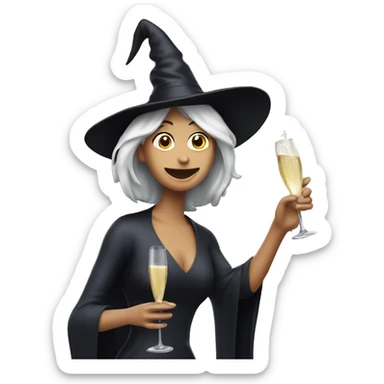 Witch Popping Champagne Bottle sticker