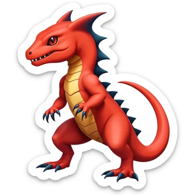 Colorful Dark Shiny Exotic Salandit-Guilmon-Quilava-Fakémon-hybrid-creature (full body)  sticker
