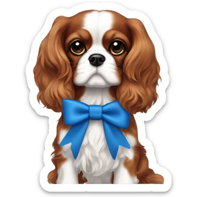 Ruby King Charles cavalier blue bow  sticker