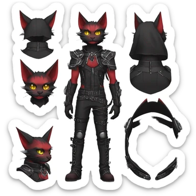 cool edgy black punk red ethereal fantasy nargacuga-bat-cat-Fakemon collar harness full body sticker