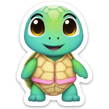 Rainbow adopt me turtle with pastel clothes sticker