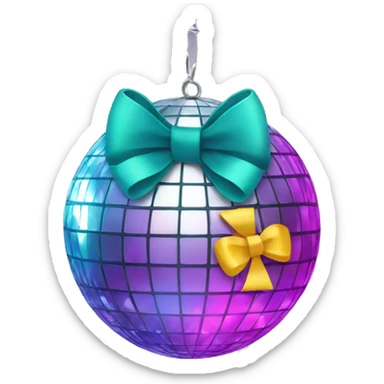 Disco ball with bow sticker