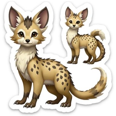 Feral Rare Fantasy Vernid-Trico-species by LiLaiRa, random markings, tufted tail, tufted ears, full body sticker