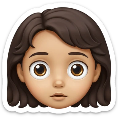 toddler face with big eyes, medium skin tone, and dark wavy hair sticker
