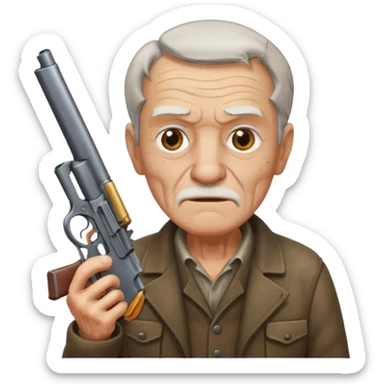 Make a emoji of a old man with a gun sticker