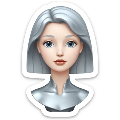an elegant metallic chrome woman statue  sticker