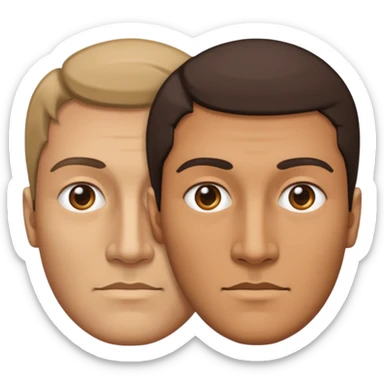 a man with two faces, half of the face looking right, half of the other part looking left sticker