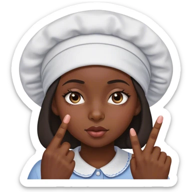 Black girl with bonnet rolling her eyes and sticking her middle finger up sticker